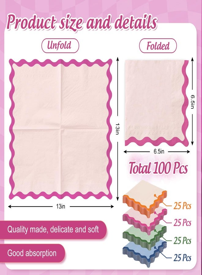 وولاين مجموعة مناديل غداء ورقية مزخرفة من والين، 100 قطعة، للاستخدام مرة واحدة، ألوان: أزرق، برتقالي، وردي، أخضر، مناسبة للحلويات والعشاء، مثالية لحفلات الزفاف وحفلات استقبال المولود. - Image 2